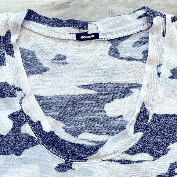 Monrow Denim Blue Camo Tank Top Size Small - Picture 2 of 4